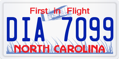 NC license plate DIA7099
