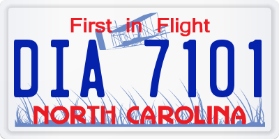 NC license plate DIA7101