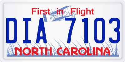 NC license plate DIA7103