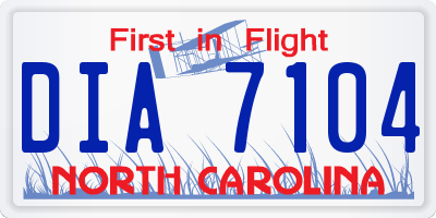 NC license plate DIA7104