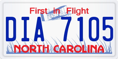 NC license plate DIA7105
