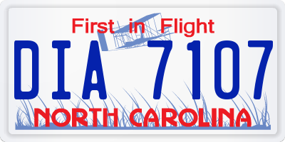 NC license plate DIA7107