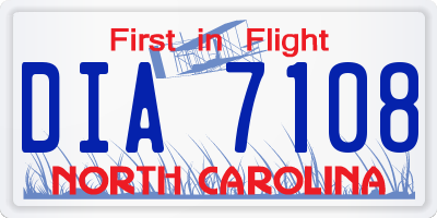 NC license plate DIA7108