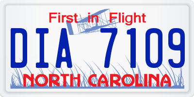 NC license plate DIA7109