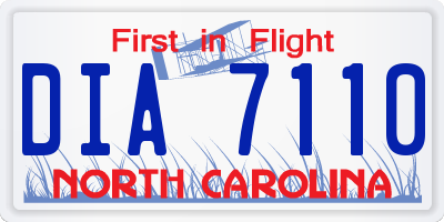NC license plate DIA7110