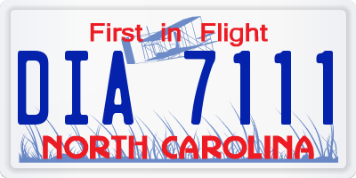 NC license plate DIA7111