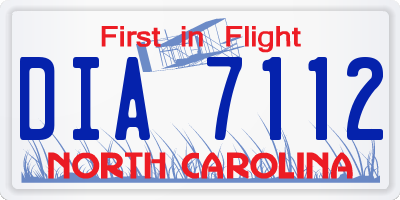 NC license plate DIA7112