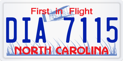 NC license plate DIA7115