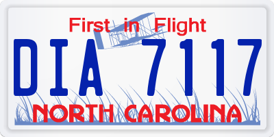 NC license plate DIA7117