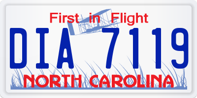 NC license plate DIA7119