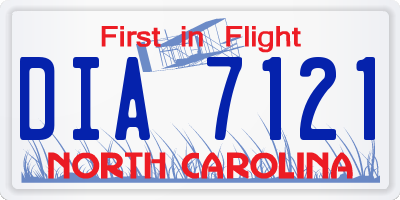 NC license plate DIA7121