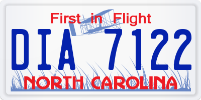NC license plate DIA7122