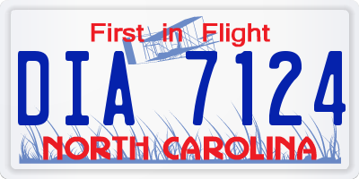 NC license plate DIA7124