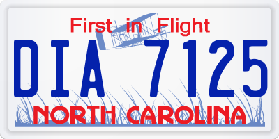 NC license plate DIA7125