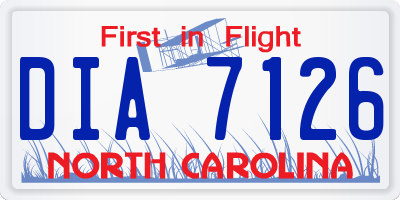 NC license plate DIA7126