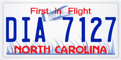 NC license plate DIA7127
