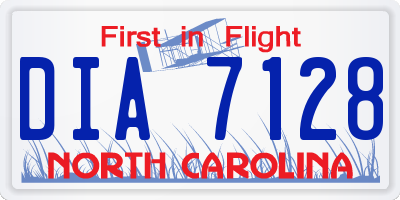 NC license plate DIA7128