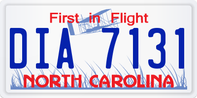 NC license plate DIA7131