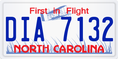 NC license plate DIA7132