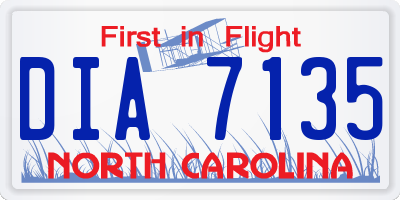 NC license plate DIA7135