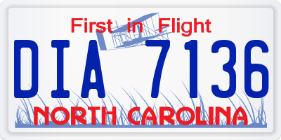 NC license plate DIA7136