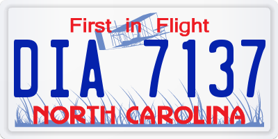 NC license plate DIA7137