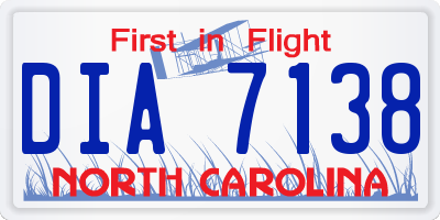 NC license plate DIA7138