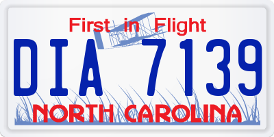 NC license plate DIA7139