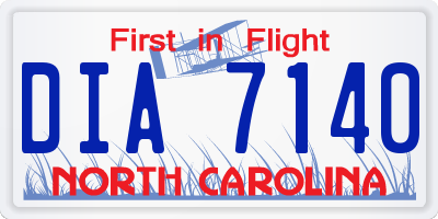 NC license plate DIA7140
