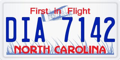 NC license plate DIA7142