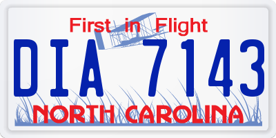 NC license plate DIA7143
