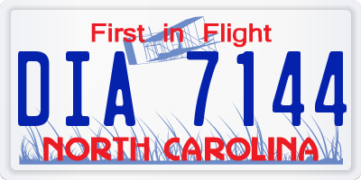 NC license plate DIA7144