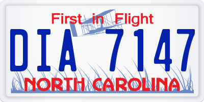 NC license plate DIA7147