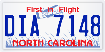 NC license plate DIA7148