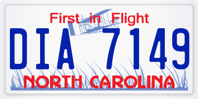NC license plate DIA7149
