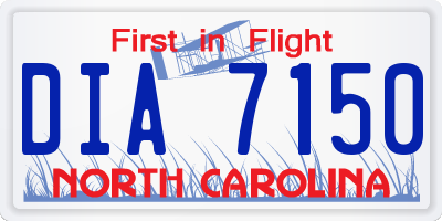 NC license plate DIA7150