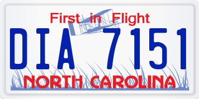 NC license plate DIA7151
