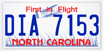 NC license plate DIA7153