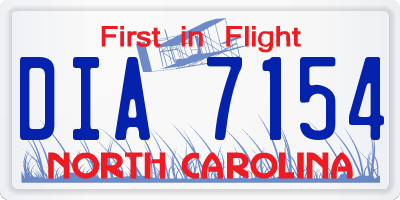 NC license plate DIA7154