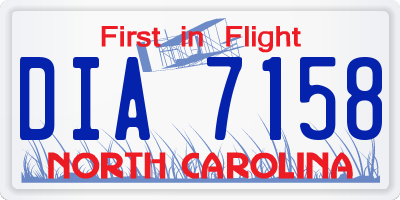 NC license plate DIA7158
