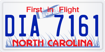NC license plate DIA7161
