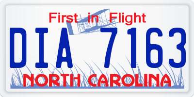NC license plate DIA7163