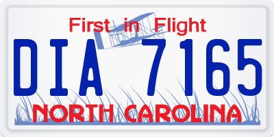 NC license plate DIA7165