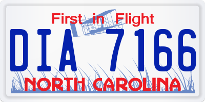 NC license plate DIA7166