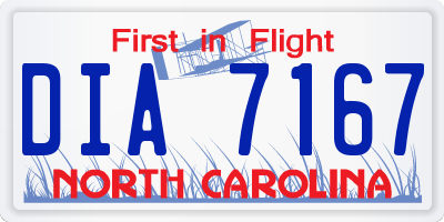 NC license plate DIA7167