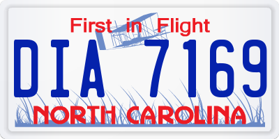 NC license plate DIA7169
