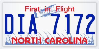 NC license plate DIA7172