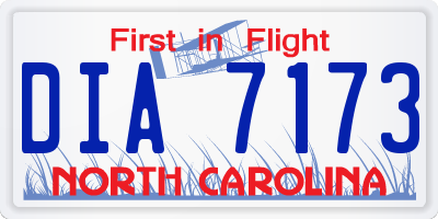 NC license plate DIA7173