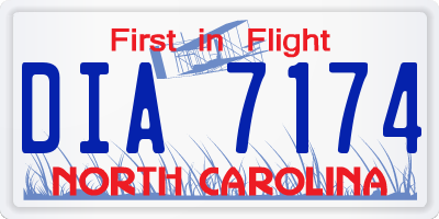 NC license plate DIA7174