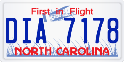 NC license plate DIA7178